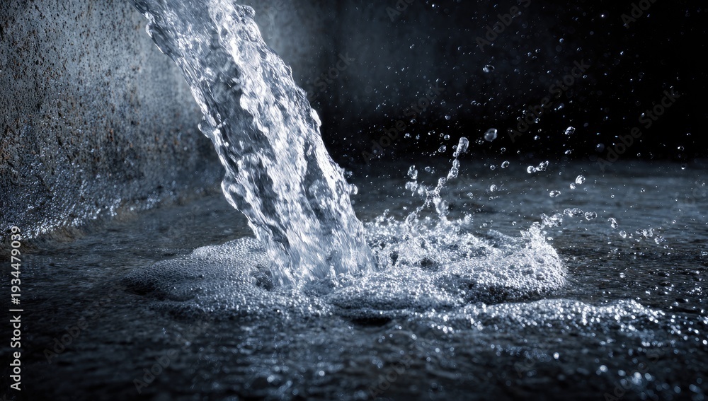 Naklejka premium Dynamic Water Splash and Flowing Liquid Motion Captured in High Speed.