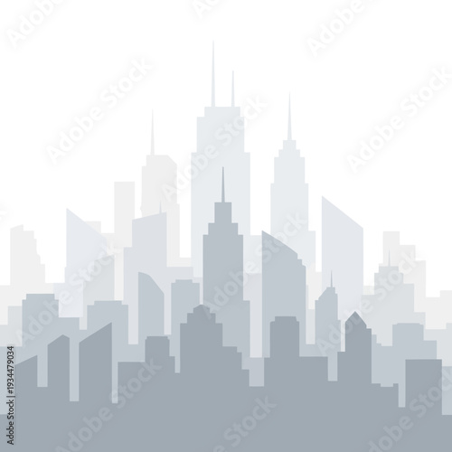 Modern Cityscape Silhouette, Urban Skyline with Tall Buildings, Business District, Abstract Background