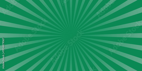 Vibrant green radial burst background with alternating light and dark green stripes emanating from a central point