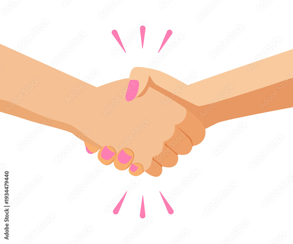 Obraz premium Women Business handshake, formal greeting, negotiation concept illustration isolated on white