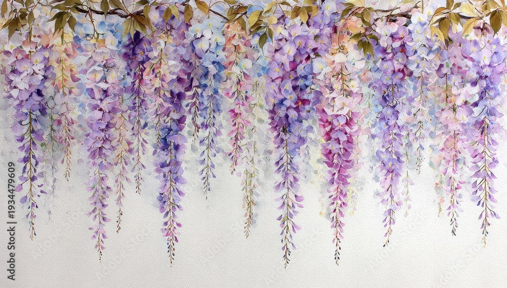 Obraz premium Beautiful Wisteria Flowers Cascading Down in a Vibrant Display.