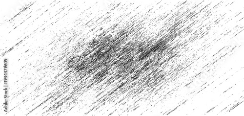 Dense diagonal black and white grunge texture with scattered dots and streaks abstract background