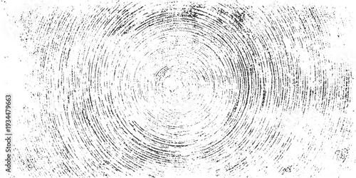 Concentric circular fingerprint texture with distressed black ink on white background lines