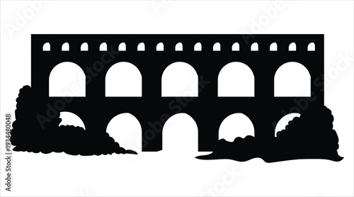 Ancient architecture of roman aqueduct bridge Vector