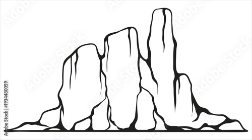 A group of large rocky mountains Vector