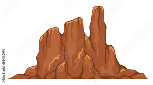 A brown mountain range formation appears Vector