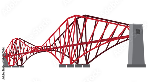 Image of red metal bridge structure Vector