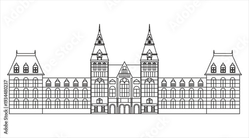 Historic building architecture design blueprint Vector