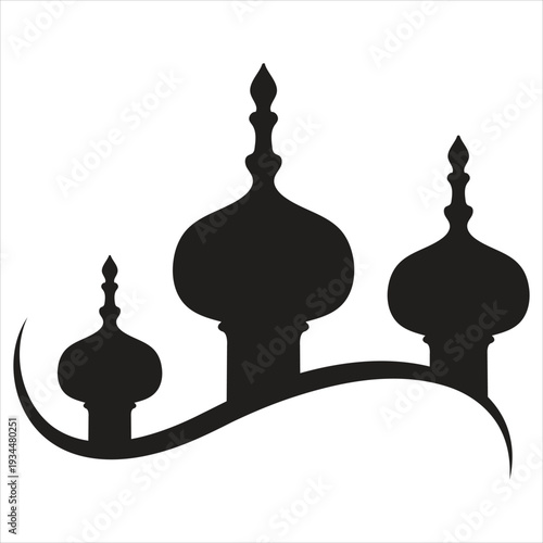 Islamic architecture silhouette design elements Vector