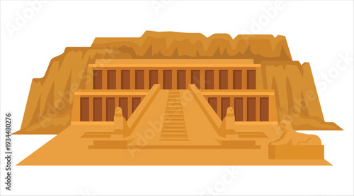 Ancient temple in the desert landscape Vector