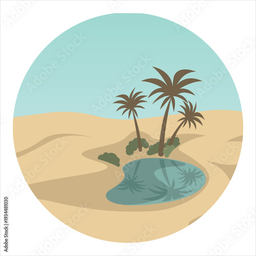 Desert oasis with palm trees Vector