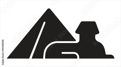 Ancient egyptian pyramid and sphinx icon Vector