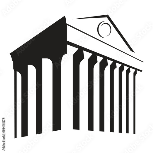 Fotografi Ancient building with columns and pediment Vector