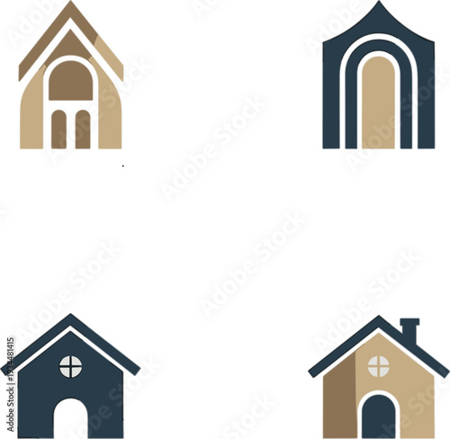 Modern Church and Religious Building Icon Set