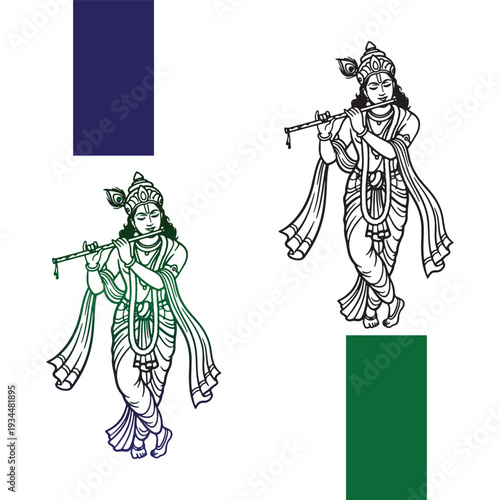 lord karishna hindu God silhouette and gradient vector