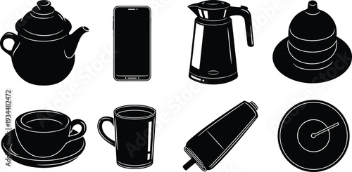 Comprehensive collection of military silhouettes featuring tactical combat maneuvers humanitarian aid camp scenes field operations and emergency transport isolated on white background