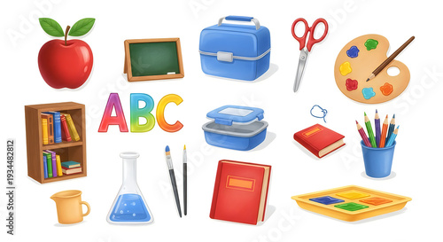 School supplies and education icons