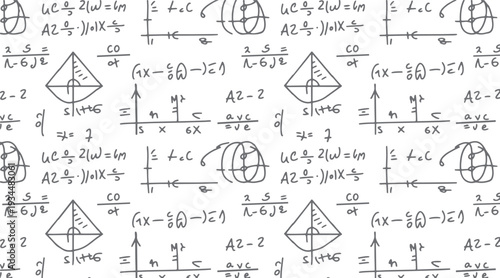 Hand drawn mathematical equations and diagrams on a white background mathematics formula