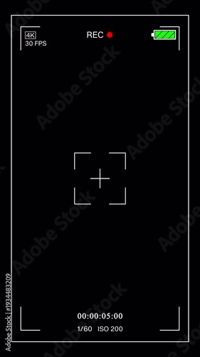 Wallpaper Mural Camera Recording Screen Overlay With Alpha Channel. Camcorder Video Camera Interface Display Black Background. Vertical Video Torontodigital.ca