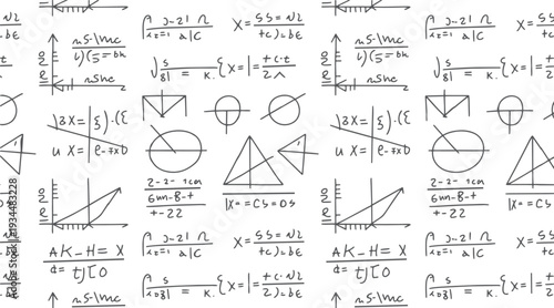 Hand drawn mathematical equations and geometric shapes on a white background mathematics formula 3 calculus