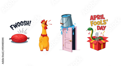 Funny April Fools' Day pranks with playful cartoon elements