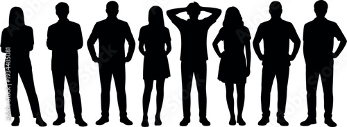 Diverse group of silhouetted individuals standing in a line representing unity and togetherness