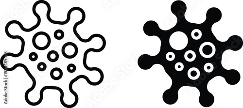 Virus Icons in Simple and Filled Styles with Black Color on White Background for Medical Illustration