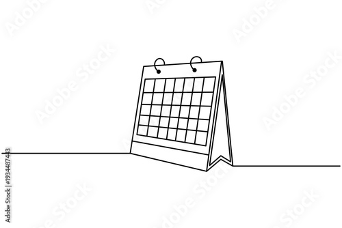 Table calendar continuous one line drawing minimalist outline vector illustration.Table calendar planner continuous line art.Desk calendar schedule continuous line drawing simple minimalist outline.