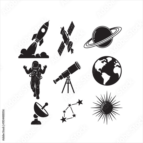 set of vector images of the astronomical element 