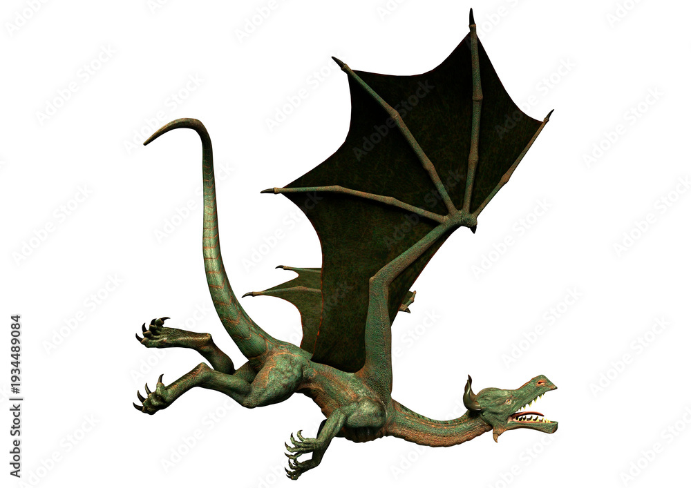 Fototapeta premium 3D Rendering Fairy Tale Dragon on White
