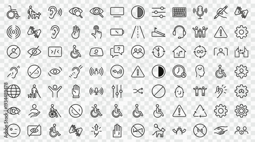 Set of 100 Accessibility Outline Icons Vector
