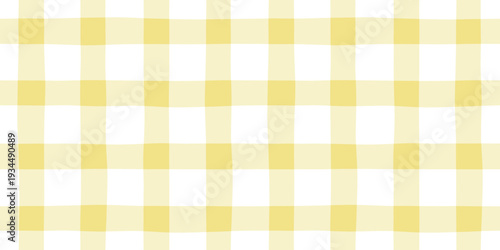 Hand drawn wavy yellow gingham plaid check seamless pattern vector background