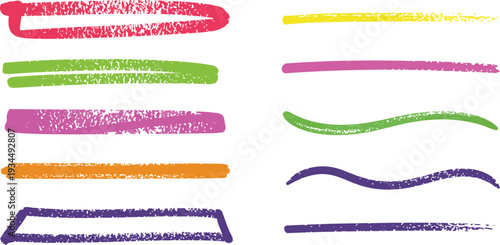 Set of 10 colorful hand-drawn highlighter strokes vector