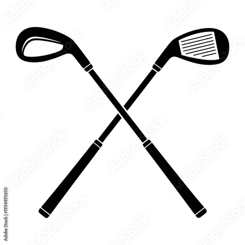 Black golf clubs crossed over each other
