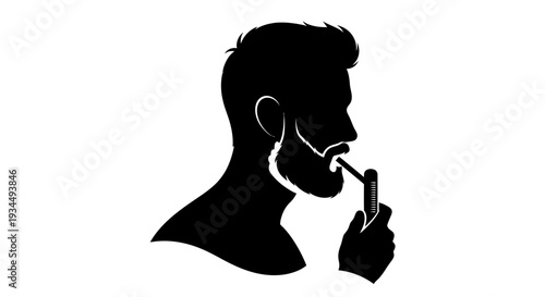 Man Shaving Face With Razor.