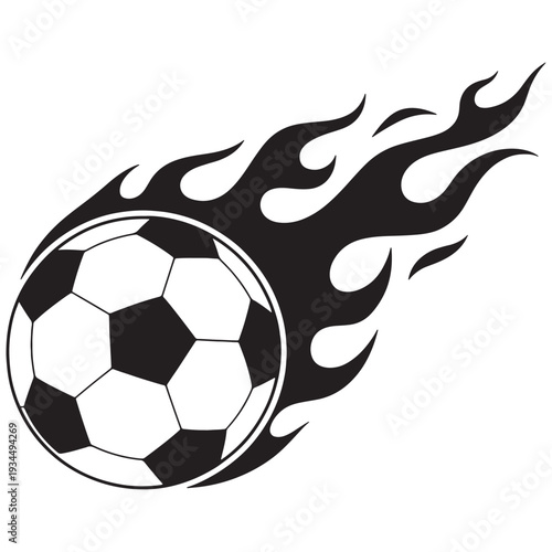 Soccer ball on fire symbol for sports and championship games
