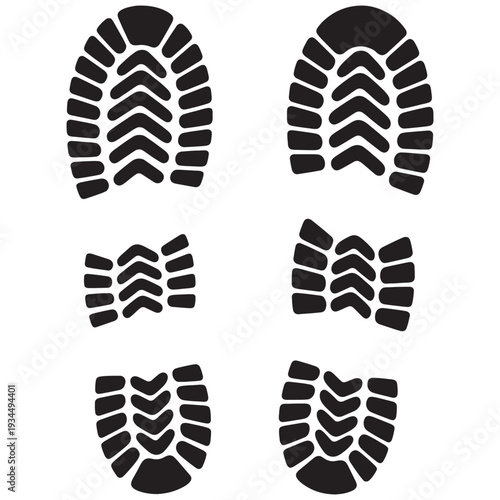 Footprint shoe sole imprints for hiking and walking trails