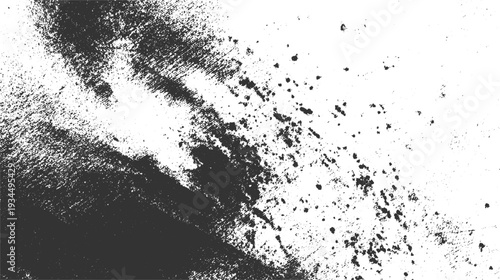 Dark textured grunge overlay with speckles and streaks on white background