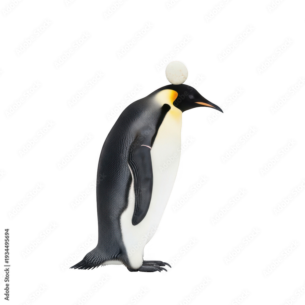 Obraz premium Emperor Penguin Chick Egg Head Isolated White Background Animal Bird Wildlife Antarctic Species