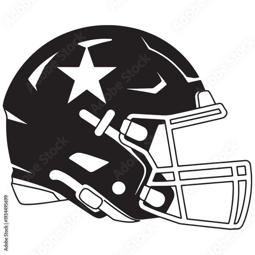 American football helmet black silhouette isolated on white background iconic sports equipment