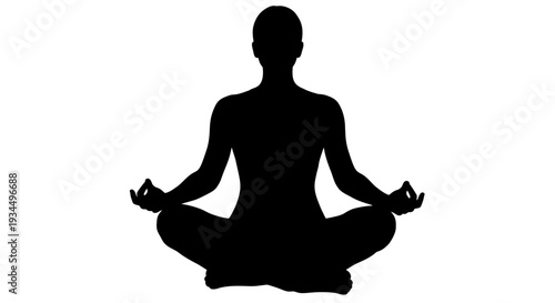 Silhouette of a meditating person sitting.