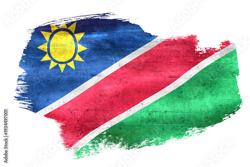 Namibia flag painted grunge brush stroke transparent background