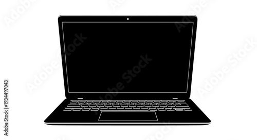 Black laptop computer with keyboard.