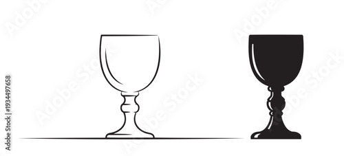 Prophet Elijah cup of wine silhouette for Jewish Passover Seder holiday ritual and religious tradition.