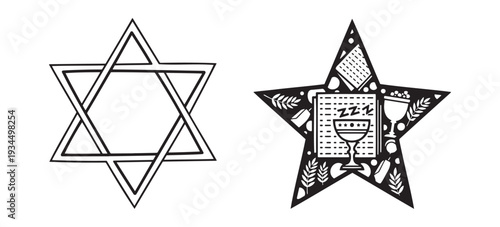 Star of David Jewish religious symbol black silhouette illustration