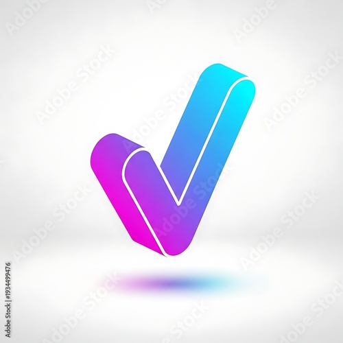 Abstract 3 d check mark symbol in vibrant blue and purple color scheme
