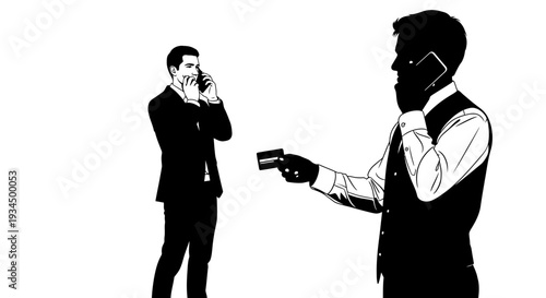 Two Men in Suits on Phones.