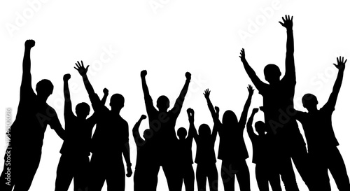 People Silhouettes Raising Their Arms.