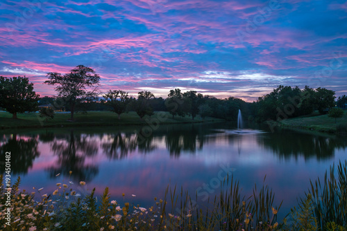 sunset over franzen lake villa hills kentucky