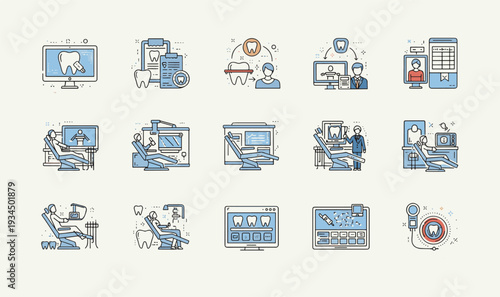 Premium Digital Dentistry  Orthodontic Illustration Pack - 15 Modern Vector Graphics for Dental Tech, Smart Clinics  Oral Health UI Assets